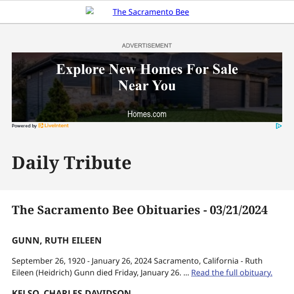 The Sacramento Bee Obituaries - 03/21/2024