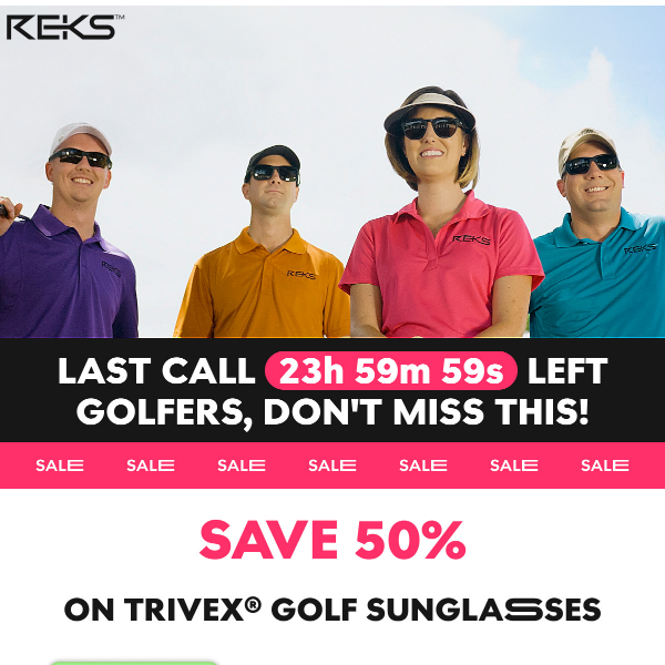 Last Chance for 50% Off Golf Sunglasses!