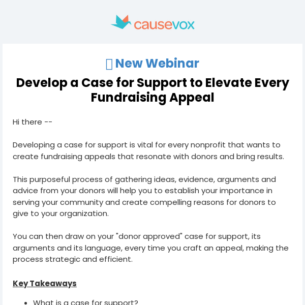 [Webinar] Develop a Case for Support to Elevate Every Fundraising Appeal