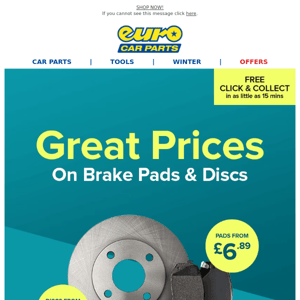 Great Prices On Brake Pads & Discs | Free Click & Collect In 15mins
