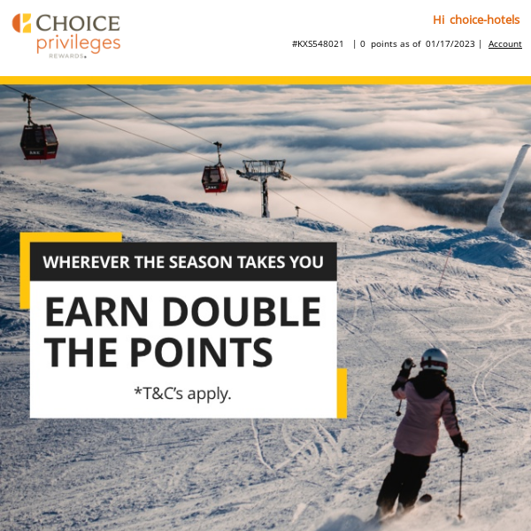 Register Now: Choice Privileges® Double Points Offer
