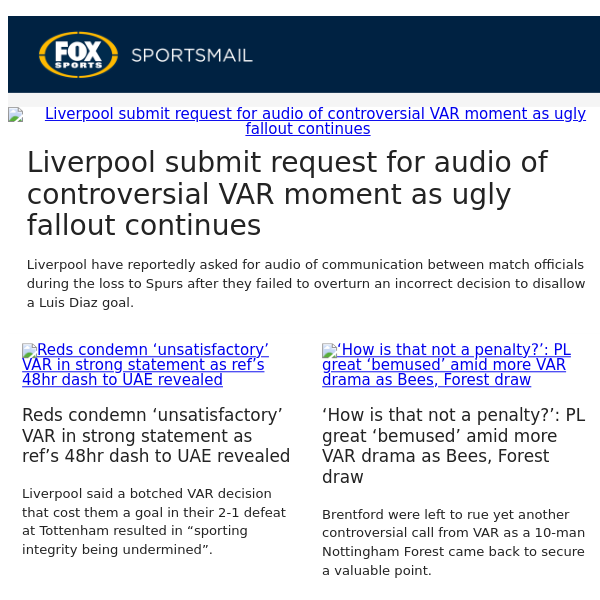Liverpool submit request for audio of controversial VAR moment as ugly fallout continues