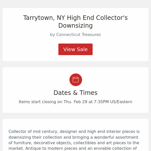 Tarrytown, NY High End Collector's Downsizing