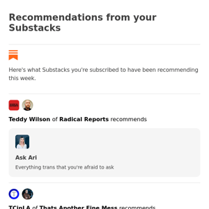 Recommendations from your Substacks
