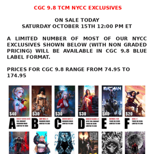 TCM NYCC CGC 9.8 EXCLUSIVES– The Comic Mint