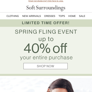 Up to 40% OFF NEW Spring Looks!