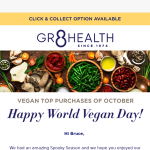 Top Vegan Gr8 Health Purchases of October 📣