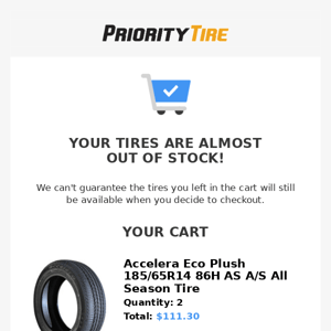 Limited availability - your tires may be returned to inventory