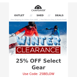 25% OFF Winter Clearance Sale