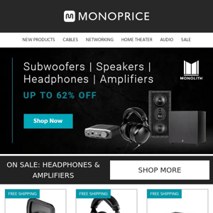 Up to 62% OFF Monolith Subwoofers | Speakers | Headphones | Amplifiers