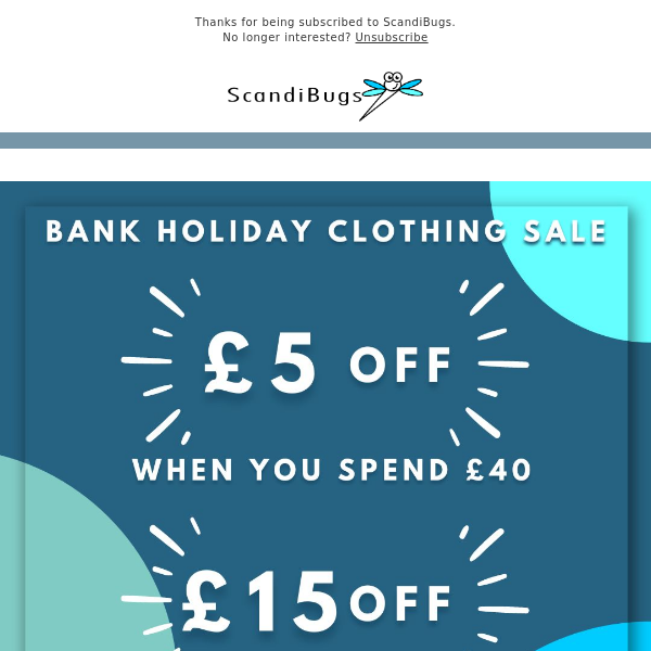 £5 off £40 spend OR £15 off £80 spend