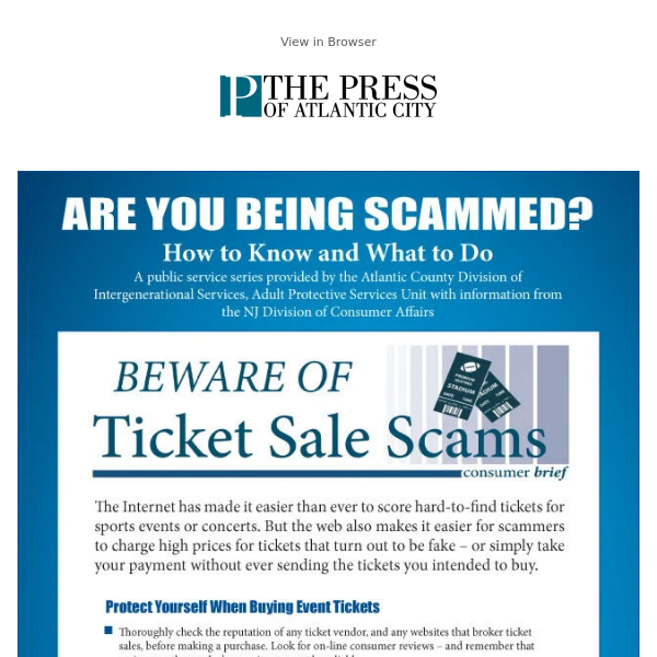 ADV: Are You Being Scammed? Beware of Ticket Sale Scams