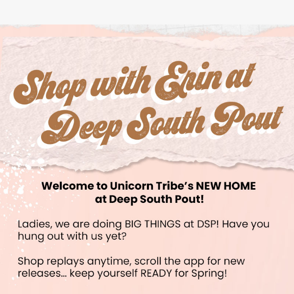 Shop with Erin at Deep South Pout!