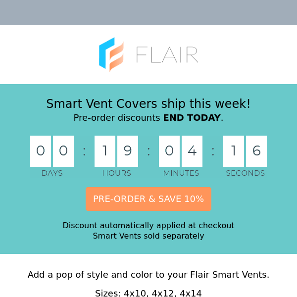 Smart Vent Covers ship this week! Pre-order discounts end today.