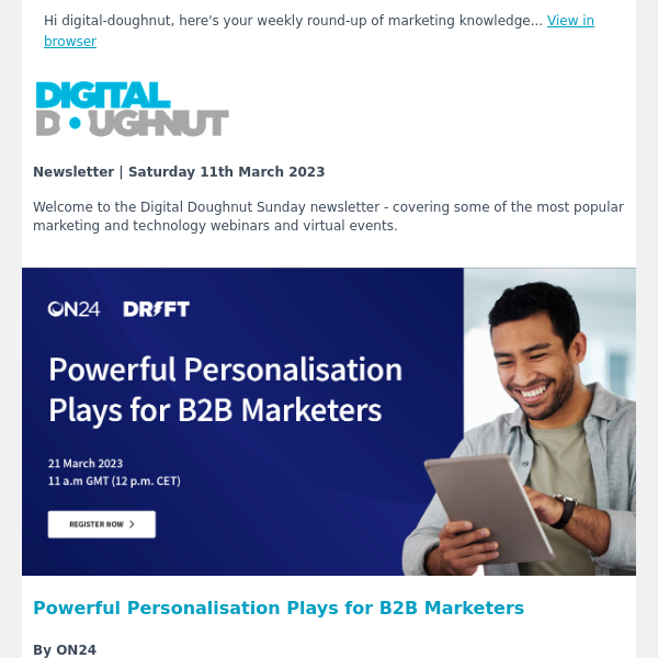 [Newsletter] Webinars and Events: AI, Personalisation and Digital Engagement