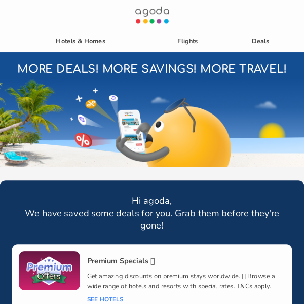 Hey Agoda, check out the top travel deals for this week!