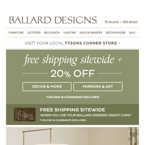 Take 20% off plus free shipping on décor, mirrors, art, & more