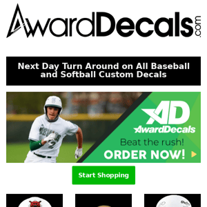 Batting Helmet Decals, Bat Knob Decals, Award Decals and Much More!!