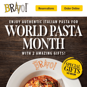 Celebrate World Pasta Month With $45 In Gifts! - Bravo