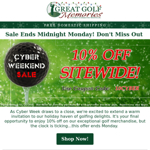 ⛳🎁 Don't Shank It! Cyber Week Ends Monday 🎉