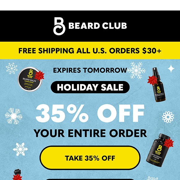 Expires tomorrow: 35% Off Holiday Sale