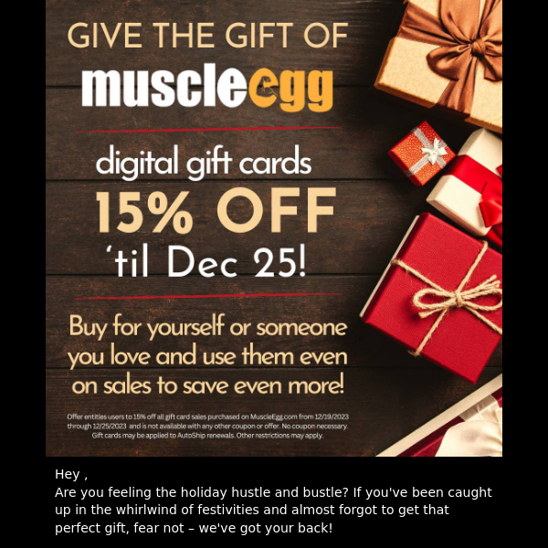 Last-Minute Bliss: 15% Off Gift Cards – The Ultimate Express Christmas Gift! 