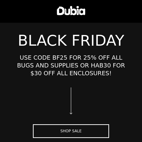 25% OFF Bugs + $30 OFF Enclosures at Dubia!