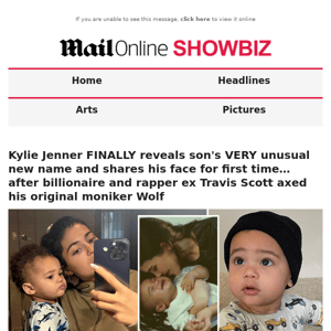 Kylie Jenner FINALLY reveals son's VERY unusual new name and shares his face for first time… after billionaire and rapper ex Travis Scott axed his original moniker Wolf