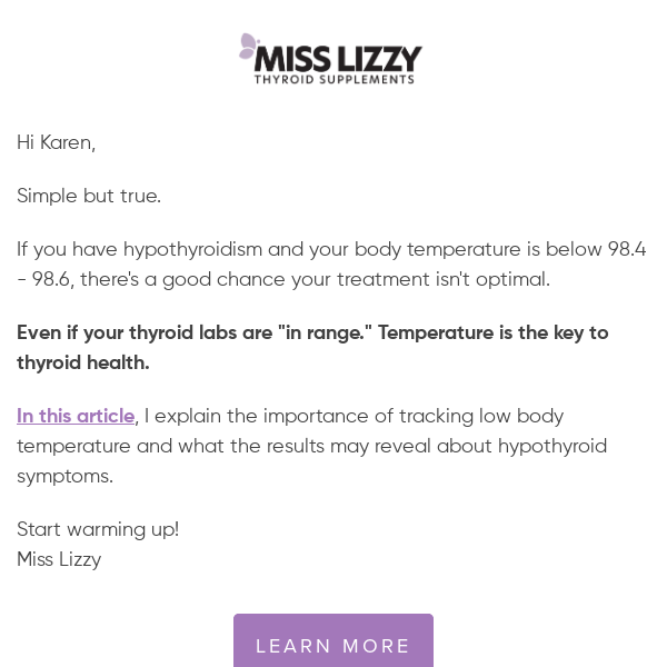 Hypothyroidism & low body temperature