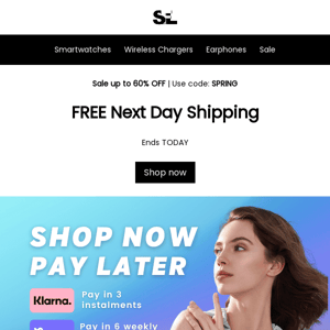 Free Next Day Shipping Ends Today