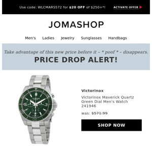 💲 Price drop! The Victorinox Maverick Quartz Green Dial Men's Watch 241946 is now on sale… 💲