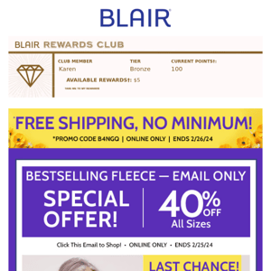 Blair, Your Email Only Offer ENDS TONIGHT!