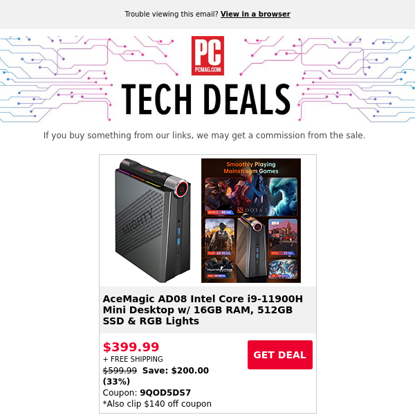 $399.99 Core i9 Mini Desktop, 36% off Alienware RTX 4090 PCs