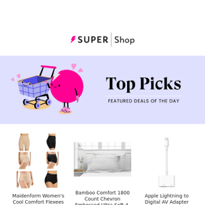 🛍️ $9.99 Maidenform Women's Shapewear | $29.99 Bamboo Comfort 4-Piece Sheet Set | $37.99 Apple Lightening to Digital AV Adapter & More