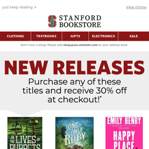 30% off your favorite new books!