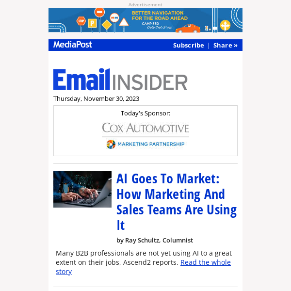 Email Insider: AI Goes To Market: How Marketing And Sales Teams Are Using It