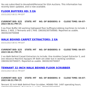 GSA Auctions Household/Personal Update