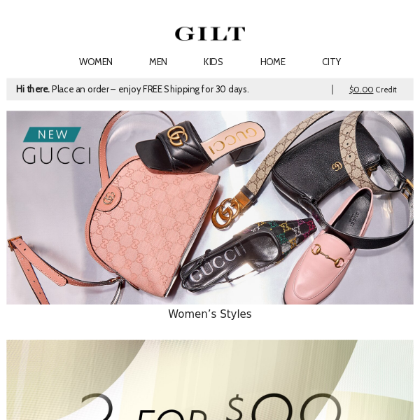 Gucci: Just-In & On Now! | 3 for $99 for 48 Hours