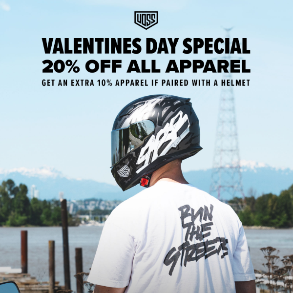 Don't miss out! 20% off all apparel for Valentines