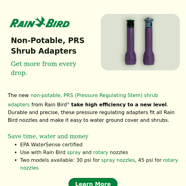 Non-Potable PRS Shrub Adapters Now Available
