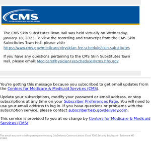 CMS Skin Substitutes Town Hall Recording and Transcript