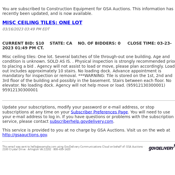 GSA Auctions Construction Equipment Update