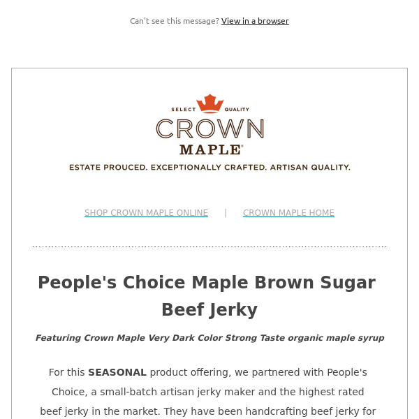 Small-Batch Limited Edition Maple Brown Sugar Jerky & Save 10%