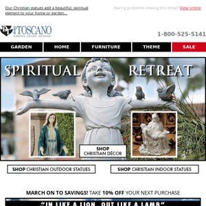 ☮️ Add serenity to your home for Easter…SHOP 10% off Spiritual Retreat Statues*  ☮️