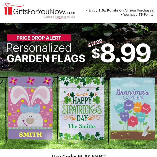 $8.99 Personalized Garden Flags | Save 50%