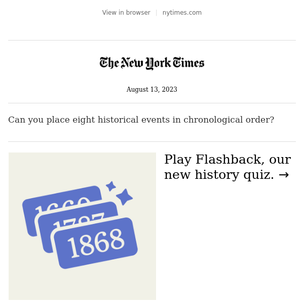 Flashback: Your Weekly History Quiz, August 13, 2023 - The New