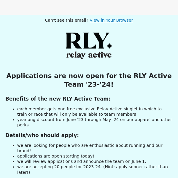 RLY Active Team applications now open!!! ❤️🌈⚡🎉