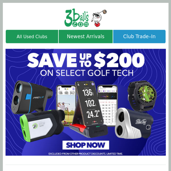 Shop Golf Tech & Save up to $200