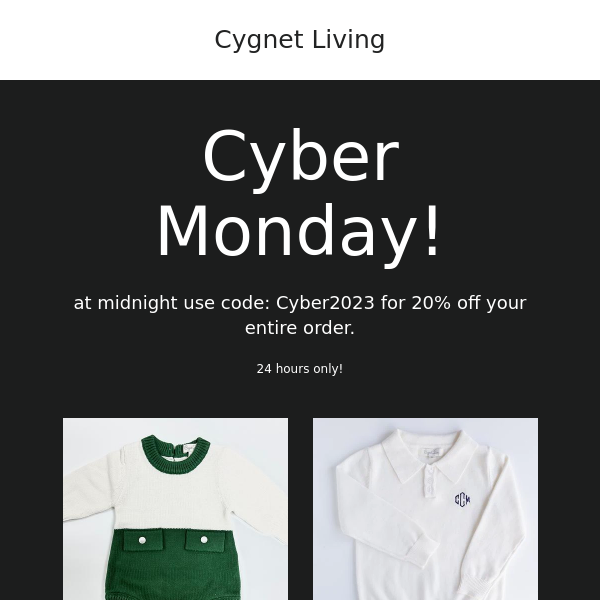 Cyber Monday at Cygnet starts tonight!