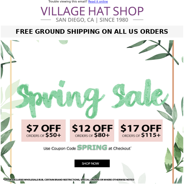 Save up to $17 | Spring Weekend Sale | FREE Ground Shipping on ALL US Orders